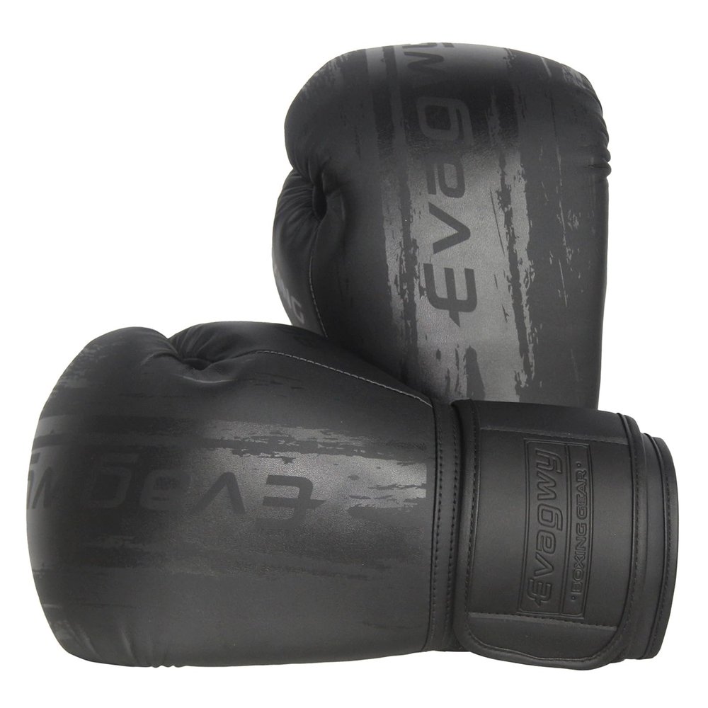 EVAGWY Boxing Gloves for Men and WomenPro Training SparringSuitable for Boxing Kickboxing MMA FightingAdult Heavy Punching Bag GlovesWorkout Gloves for BoxingMuay Thai (Black, 16OZ)