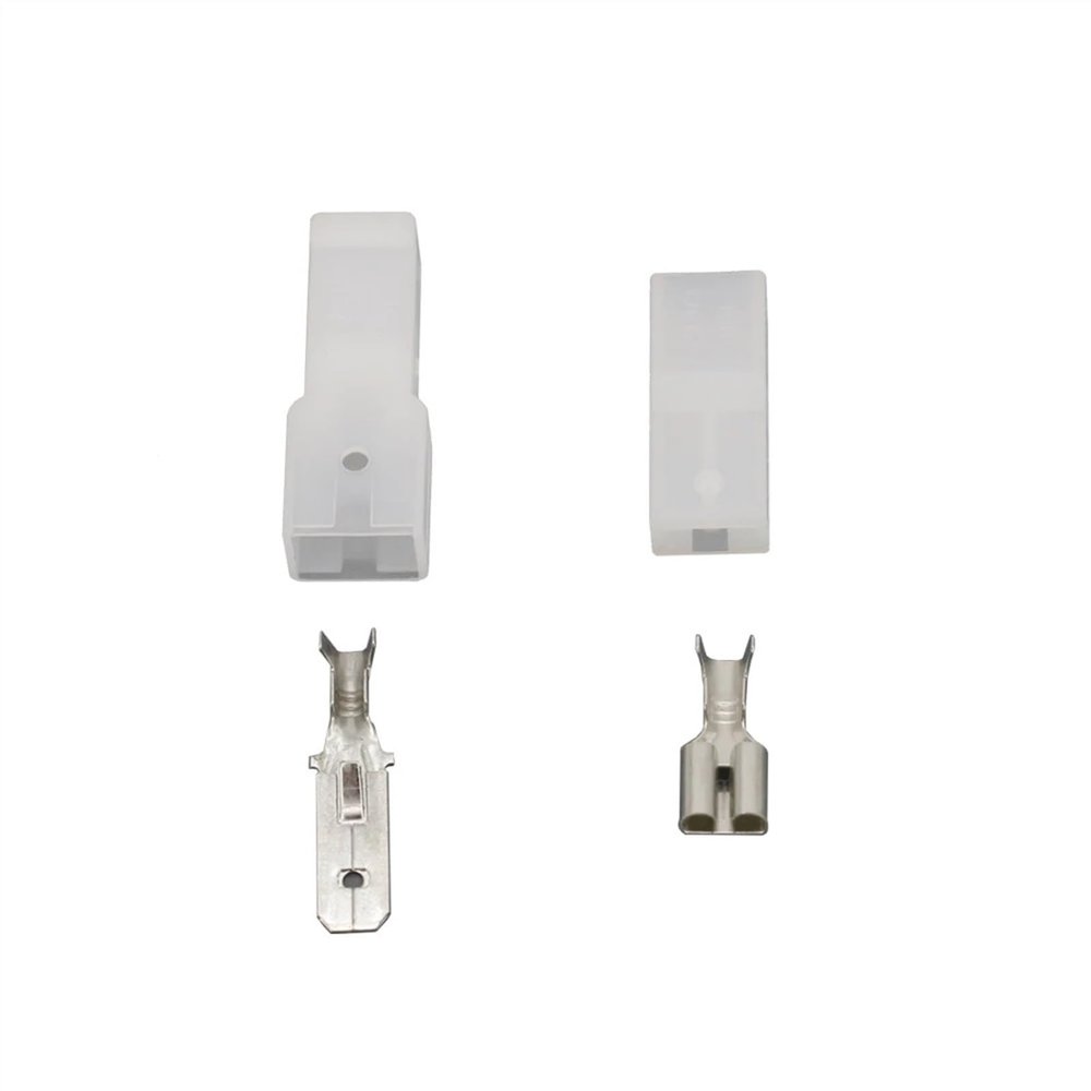 10 Sets 1 Pin 6.3 Series Automotive Connector White Plastic Vehicle Connector Rectangular with Terminal DJ7018-6.3-11/21 1P