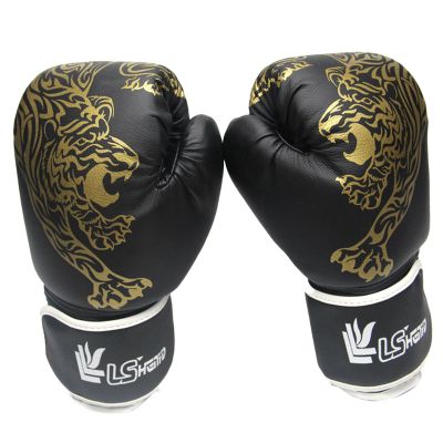 Sparring Gloves - PU Leather Adult Boxing Gloves, Tiger Printed Boxing Gloves | taekwondoo Boxing Bag Karate Muay Thai Training Gloves, Fight Match Hand Protector Gloves for Men Women Kids