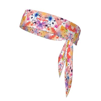 YYHWHJDE Sports Head Tie Made of Cotton Straps for Men & Women Moisture Wicking Athletic for Running, Gym, Working Out Stains of Watercolor Paint Splatters Printing, Black