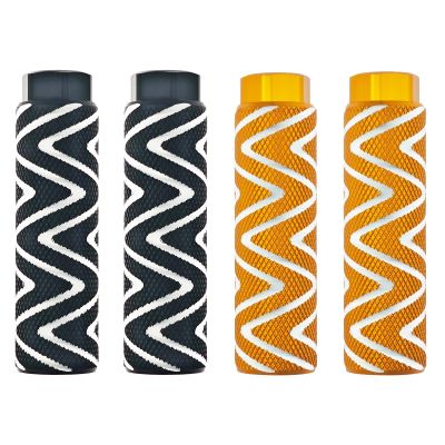 Zelerdo 4 Pack Aluminum Alloy Bike Pegs Foot Pedals Backseats Stands Fit 3/8 inch Axles (Black and Yellow, 100x28 mm)