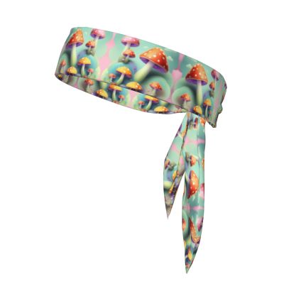 YYHWHJDE Sports Head Tie Made of Cotton Straps for Men & Women Moisture Wicking Athletic for Running, Gym, Working Out Dreamy Little Mushroom Picture, Black