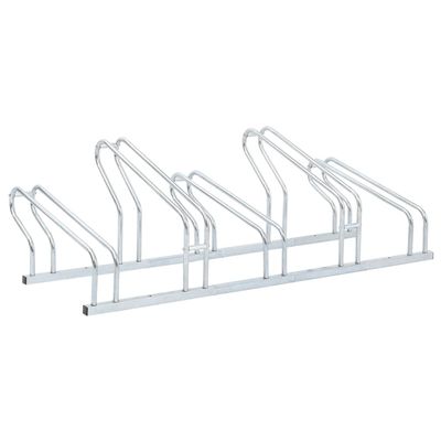 vidaXL Bicycle Stand for 5 Bikes - Floor Mount, Freestanding, Galvanized Steel, Space-Saver with Included Mounting Accessories