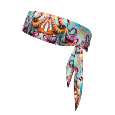YYHWHJDE Sports Head Tie Made of Cotton Straps for Men & Women Moisture Wicking Athletic for Running, Gym, Working Out Colorful Octopus Printing, Black