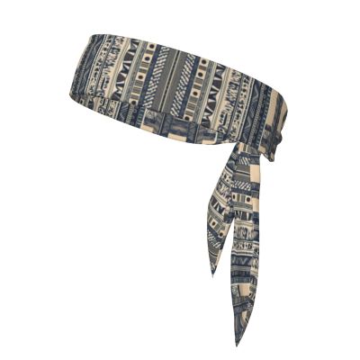 YYHWHJDE Sports Head Tie Made of Cotton Straps for Men & Women Moisture Wicking Athletic for Running, Gym, Working Out African Peoples Illustration Pattern, Black