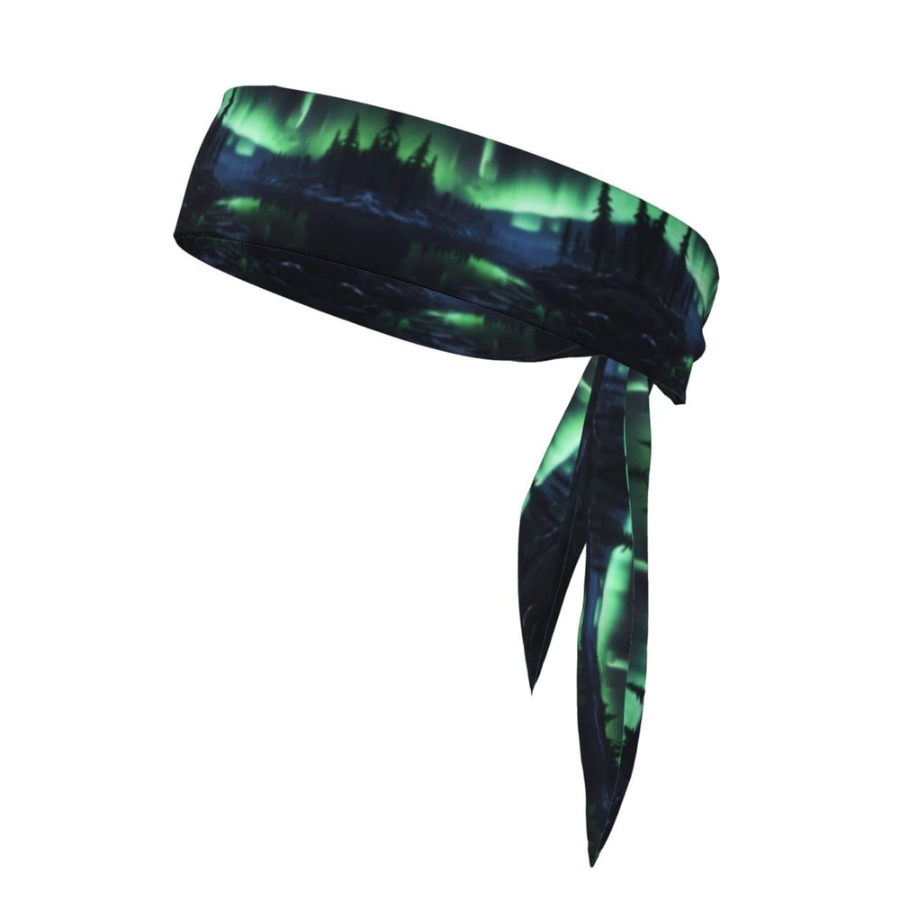 YYHWHJDE Sports Head Tie Made of Cotton Straps for Men & Women Moisture Wicking Athletic for Running, Gym, Working Out Northern Lights Picture, Black