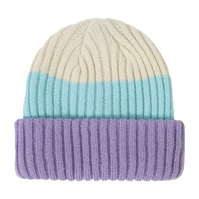 ZIIVIEVS New Children's Knitted Hat Autumn/Winter Warm Stripe Mixed Color Boys and Girls Baby Hair(Purple Mint Rice,S(0-2yearsold))
