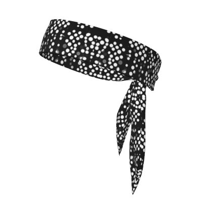 YYHWHJDE Sports Head Tie Made of Cotton Straps for Men & Women Moisture Wicking Athletic for Running, Gym, Working Out White dot Pattern, Black