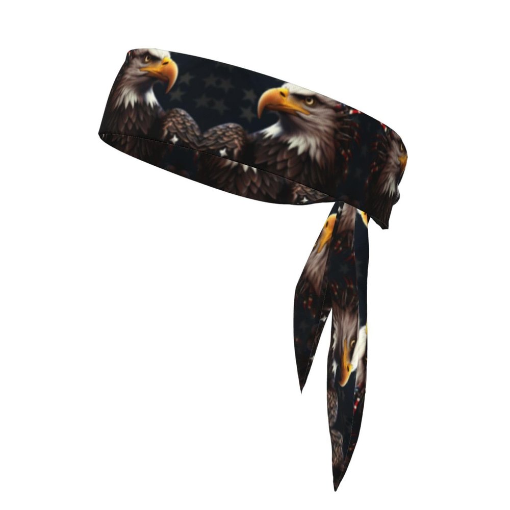 Sports Head Tie Made of Cotton Straps for Men & Women Moisture Wicking Athletic for Running, Gym, Working Out Patriotic Eagle Picture