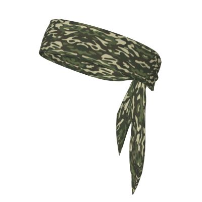 YYHWHJDE Sports Head Tie Made of Cotton Straps for Men & Women Moisture Wicking Athletic for Running, Gym, Working Out Hardwoods Green Camo Pattern, Black