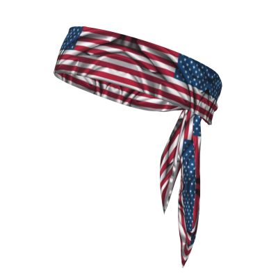 YYHWHJDE Sports Head Tie Made of Cotton Straps for Men & Women Moisture Wicking Athletic for Running, Gym, Working Out American Flag Printing, Black