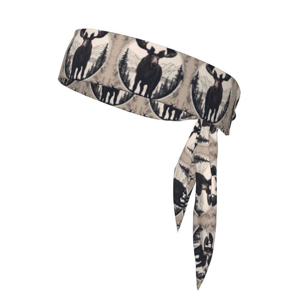 YYHWHJDE Sports Head Tie Made of Cotton Straps for Men & Women Moisture Wicking Athletic for Running, Gym, Working Out Moose Bear Deer Pattern, Black