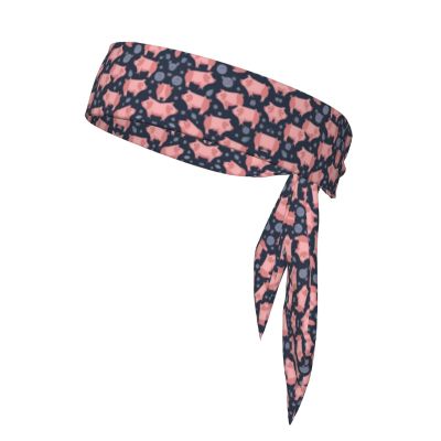 YYHWHJDE Sports Head Tie Made of Cotton Straps for Men & Women Moisture Wicking Athletic for Running, Gym, Working Out Cute Pigs Pattern Pattern, Black