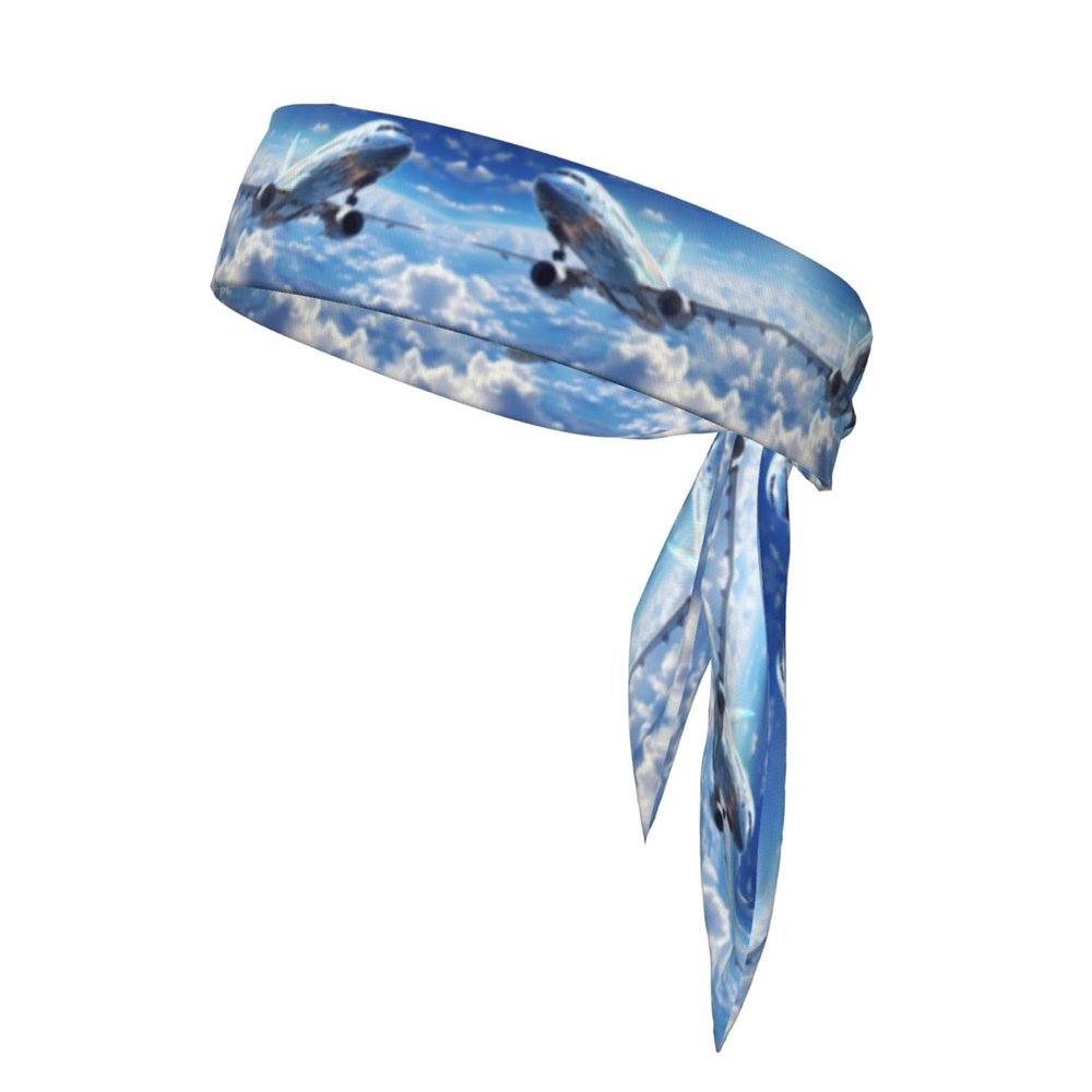 YYHWHJDE Sports Head Tie Made of Cotton Straps for Men & Women Moisture Wicking Athletic for Running, Gym, Working Out Flying Airplane Picture, Black