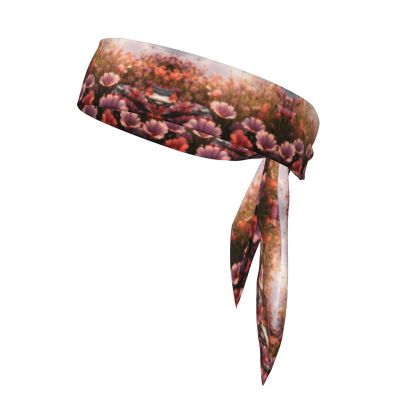 YYHWHJDE Sports Head Tie Made of Cotton Straps for Men & Women Moisture Wicking Athletic for Running, Gym, Working Out Blooming Flowers Picture, Black