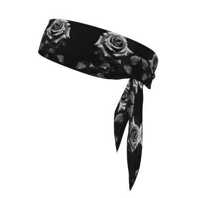 YYHWHJDE Sports Head Tie Made of Cotton Straps for Men & Women Moisture Wicking Athletic for Running, Gym, Working Out Monochrome Rose Picture, Black