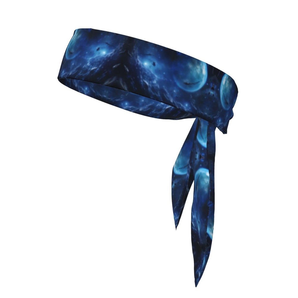 Sports Head Tie Made of Cotton Straps for Men & Women Moisture Wicking Athletic for Running, Gym, Working Out Blue Galaxy Picture