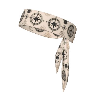 Sports Head Tie Made of Cotton Straps for Men & Women Moisture Wicking Athletic for Running, Gym, Working Out Magical Design Norse Runes Compass Pattern