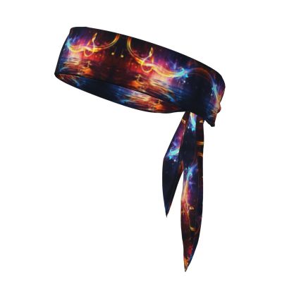 Sports Head Tie Made of Cotton Straps for Men & Women Moisture Wicking Athletic for Running, Gym, Working Out Beautiful Music Note Picture
