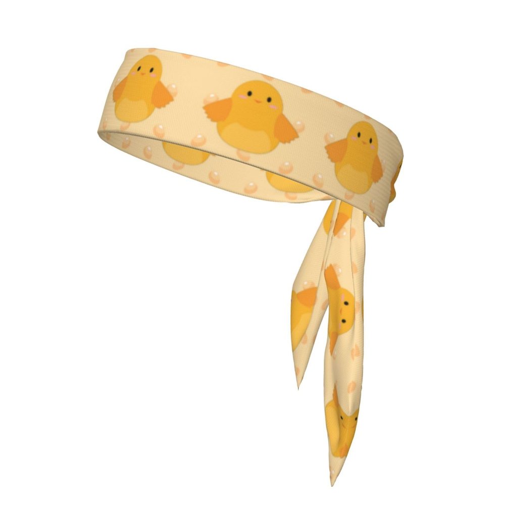 Sports Head Tie Made of Cotton Straps for Men & Women Moisture Wicking Athletic for Running, Gym, Working Out Cartoon Chick Pattern
