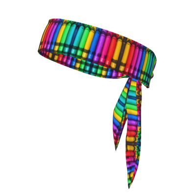YYHWHJDE Sports Head Tie Made of Cotton Straps for Men & Women Moisture Wicking Athletic for Running, Gym, Working Out Colored Crayons Picture, Black