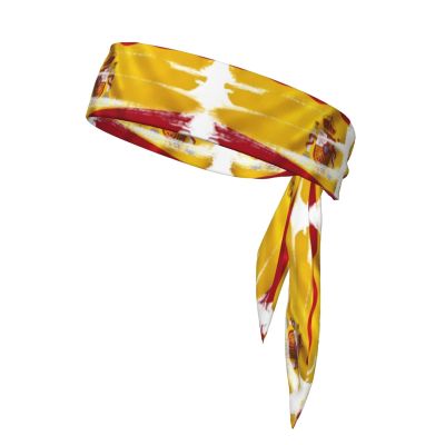 YYHWHJDE Sports Head Tie Made of Cotton Straps for Men & Women Moisture Wicking Athletic for Running, Gym, Working Out Spain Flag Picture, Black