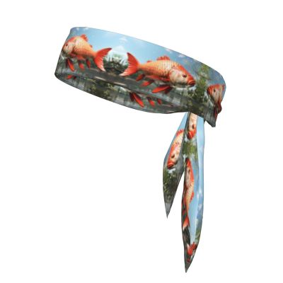 YYHWHJDE Sports Head Tie Made of Cotton Straps for Men & Women Moisture Wicking Athletic for Running, Gym, Working Out HD Japanese Red carp Fish Picture, Black