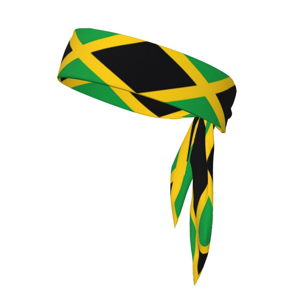 Sports Head Tie Made of Cotton Straps for Men & Women Moisture Wicking Athletic for Running, Gym, Working Out Jamaica Flag Pattern