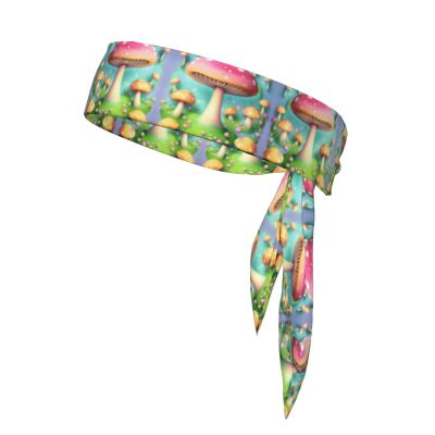 YYHWHJDE Sports Head Tie Made of Cotton Straps for Men & Women Moisture Wicking Athletic for Running, Gym, Working Out Wonderful Little Mushrooms Pattern, Black