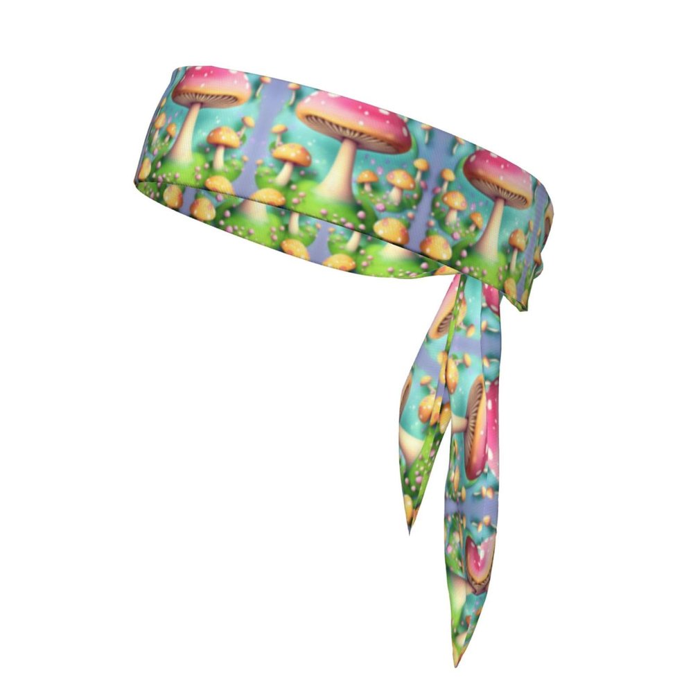 YYHWHJDE Sports Head Tie Made of Cotton Straps for Men & Women Moisture Wicking Athletic for Running, Gym, Working Out Wonderful Little Mushrooms Pattern, Black