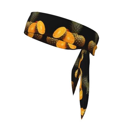 YYHWHJDE Sports Head Tie Made of Cotton Straps for Men & Women Moisture Wicking Athletic for Running, Gym, Working Out Fresh Fruits Pineapple Picture, Black