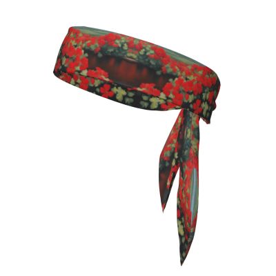 YYHWHJDE Sports Head Tie Made of Cotton Straps for Men & Women Moisture Wicking Athletic for Running, Gym, Working Out Red Geranium Potted Plant Picture, Black