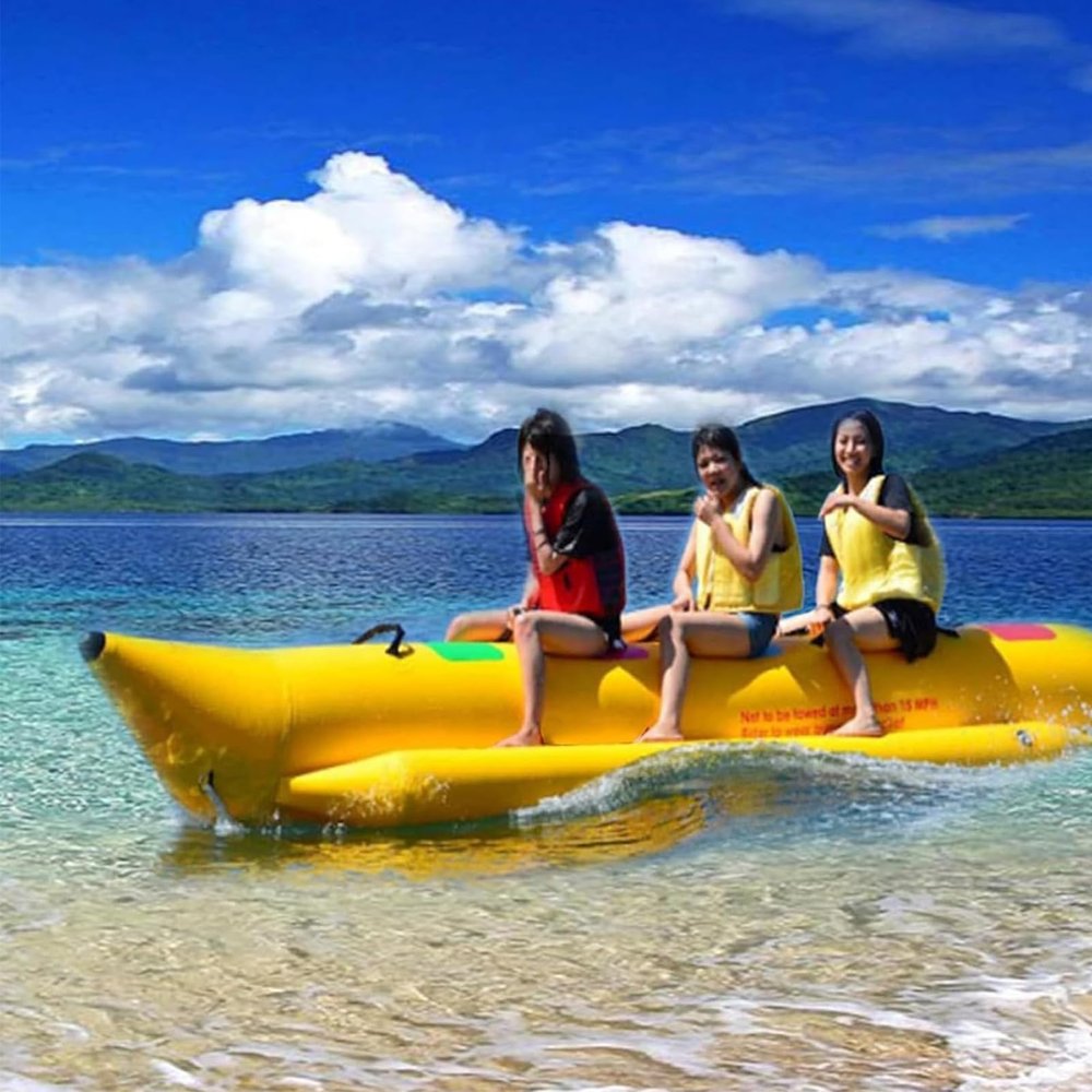 Hlixzoy Water Sports Inflatable Banana Boat, Inflatable Water Toys for Children and Adults, Water Park Rides with Multi-Person Flying Fish Inflatable Trailer Driving Tube,3 People