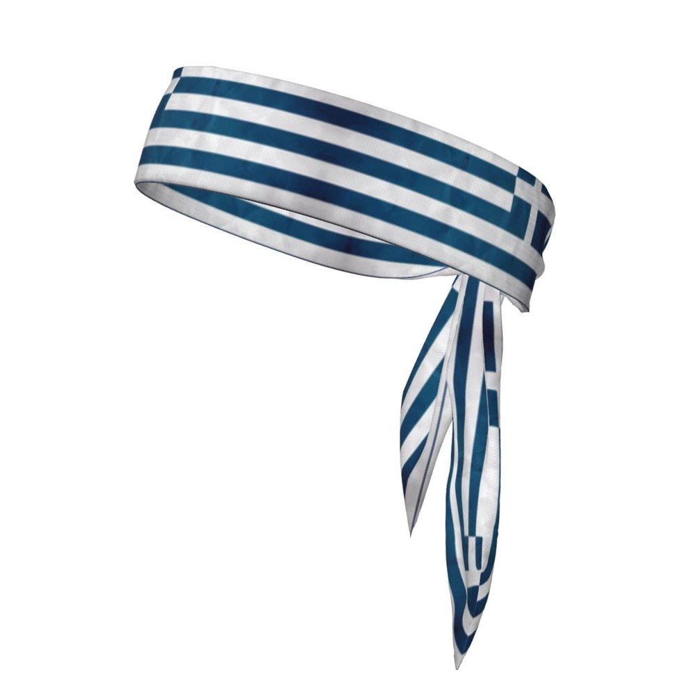 Sports Head Tie Made of Cotton Straps for Men & Women Moisture Wicking Athletic for Running, Gym, Working Out Greek Flag Printing