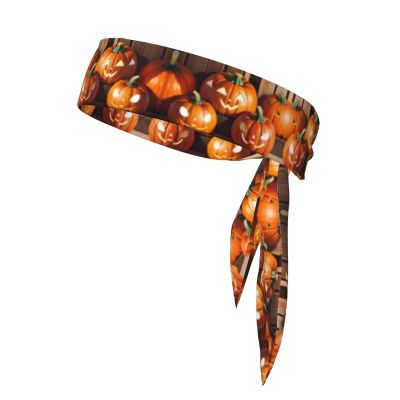 YYHWHJDE Sports Head Tie Made of Cotton Straps for Men & Women Moisture Wicking Athletic for Running, Gym, Working Out Fall Pumpkins Picture, Black