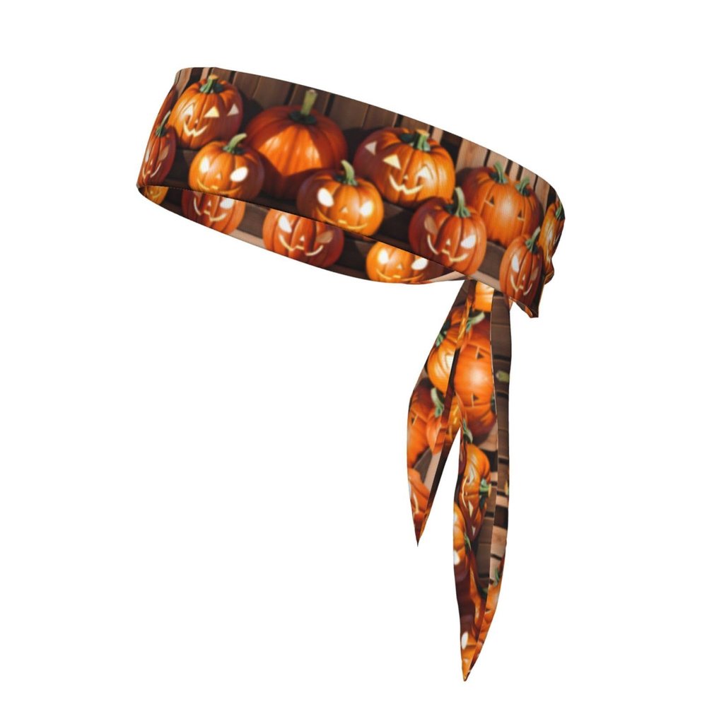YYHWHJDE Sports Head Tie Made of Cotton Straps for Men & Women Moisture Wicking Athletic for Running, Gym, Working Out Fall Pumpkins Picture, Black