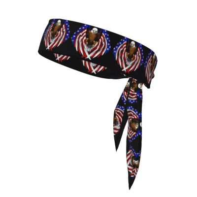 Sports Head Tie Made of Cotton Straps for Men & Women Moisture Wicking Athletic for Running, Gym, Working Out USA Flag Patriotic Eagle Printing