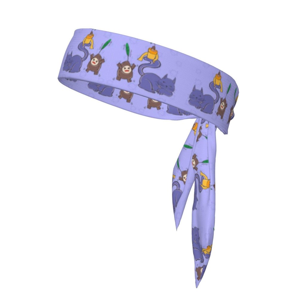 YYHWHJDE Sports Head Tie Made of Cotton Straps for Men & Women Moisture Wicking Athletic for Running, Gym, Working Out Sunflower Seeds and Cats Pattern, Black