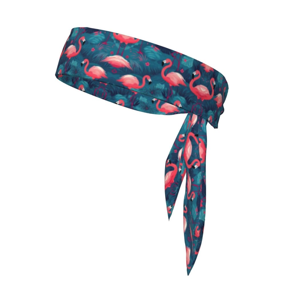 Sports Head Tie Made of Cotton Straps for Men & Women Moisture Wicking Athletic for Running, Gym, Working Out Pink Flamingo Printing