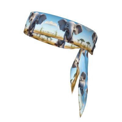 Sports Head Tie Made of Cotton Straps for Men & Women Moisture Wicking Athletic for Running, Gym, Working Out Cartoon Elephant Picture