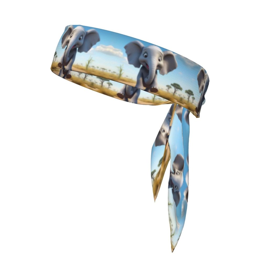 Sports Head Tie Made of Cotton Straps for Men & Women Moisture Wicking Athletic for Running, Gym, Working Out Cartoon Elephant Picture