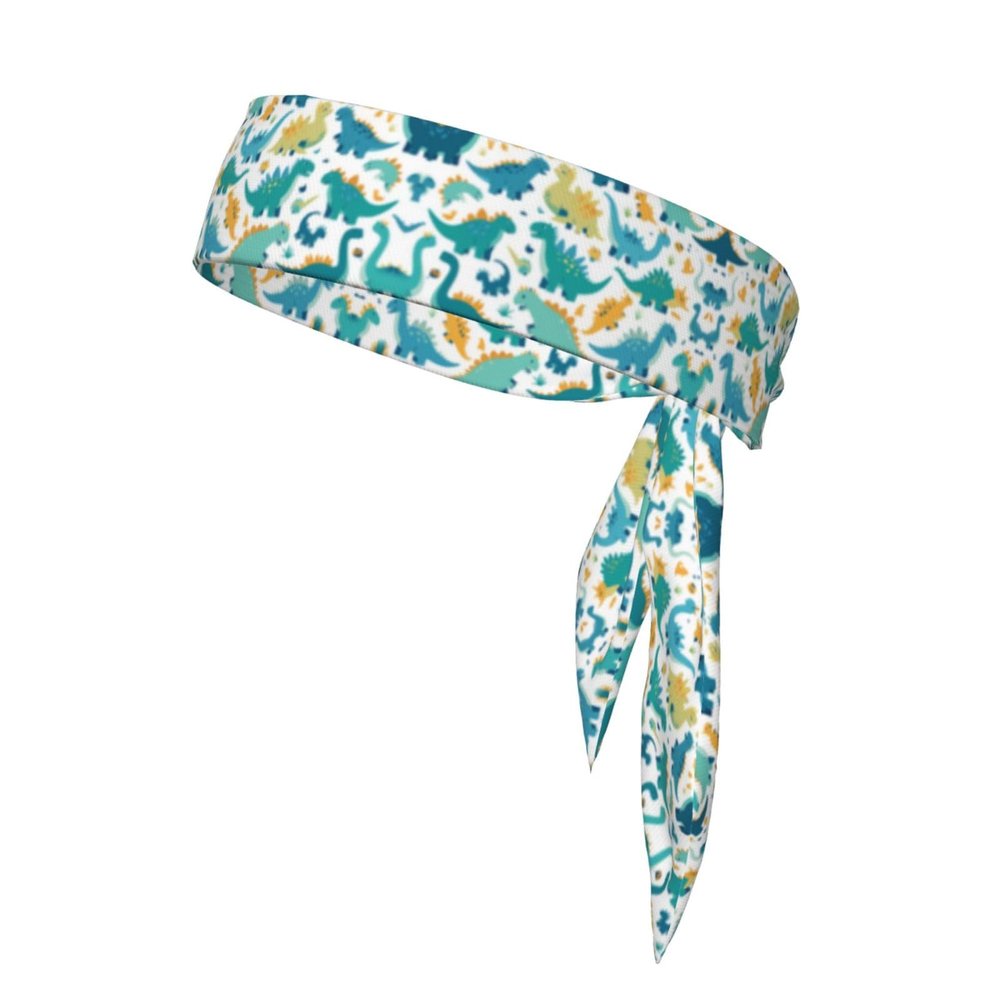 YYHWHJDE Sports Head Tie Made of Cotton Straps for Men & Women Moisture Wicking Athletic for Running, Gym, Working Out Dinosaur Printing, Black