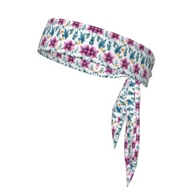YYHWHJDE Sports Head Tie Made of Cotton Straps for Men & Women Moisture Wicking Athletic for Running, Gym, Working Out Watercolor Floral Pattern Pattern, Black