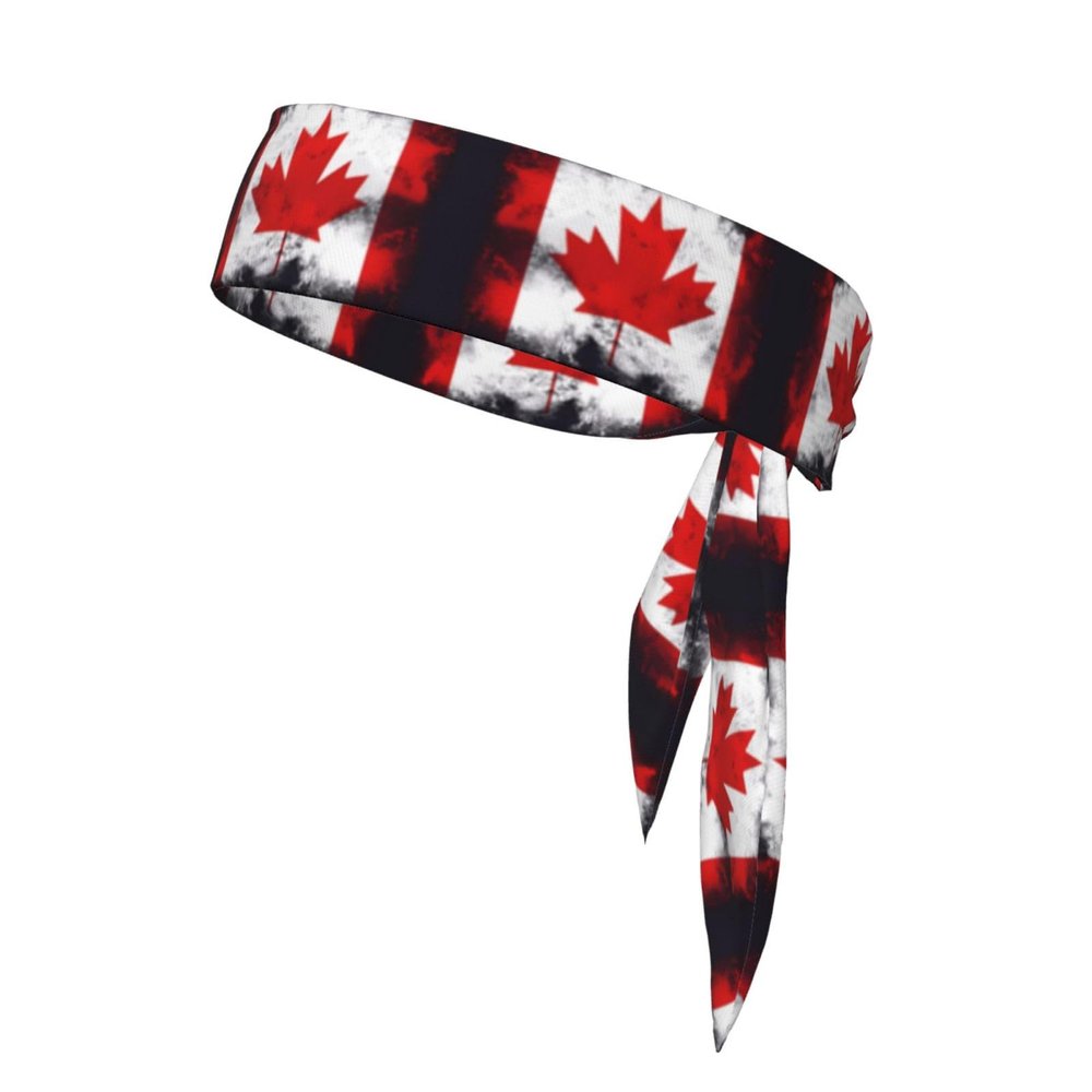 YYHWHJDE Sports Head Tie Made of Cotton Straps for Men & Women Moisture Wicking Athletic for Running, Gym, Working Out Canadian Flag Picture, Black