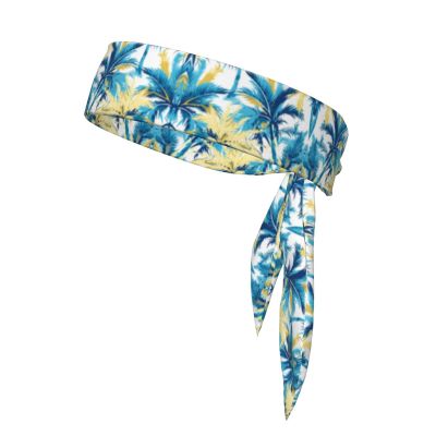Sports Head Tie Made of Cotton Straps for Men & Women Moisture Wicking Athletic for Running, Gym, Working Out Beach Palm Trees Printing