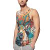 Graffiti Elk Men's Sleeveless Workout Swim Shirt Quick Dry Athletic Running Gym Muscle Beach Tank Top L view 1