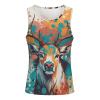 Graffiti Elk Men's Sleeveless Workout Swim Shirt Quick Dry Athletic Running Gym Muscle Beach Tank Top L view 3