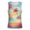 ZHANGXM Tropical Palm-Trees Men's Sleeveless Workout Swim Shirt Quick Dry Athletic Running Gym Muscle Beach Tank Top M view 3