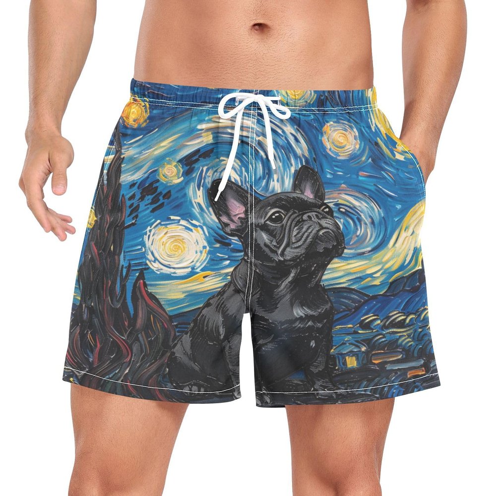 ALAZA French Bulldog Starry Sky Mens Swim Trunks with Compression Liner Quick Dry Swim Shorts L Multicoloured