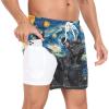ALAZA French Bulldog Starry Sky Mens Swim Trunks with Compression Liner Quick Dry Swim Shorts L Multicoloured view 3